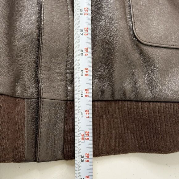 Vtg Sporty’s Pilot Shop A-2 Flight Goat Leather Military Bomber Jacket XL Long - Picture 9 of 16